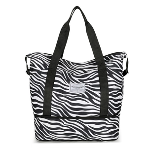Grand sac de voyage zébré avec poignées en nylon et compartiment à chaussures séparé
