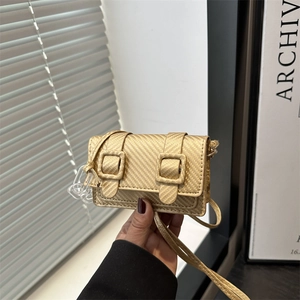 Fashion Women Mini Square Crossbody Bag PU Leather Carbon Fiber Texture Acrylic Chain Small Shoulder Bag For Commuting Party