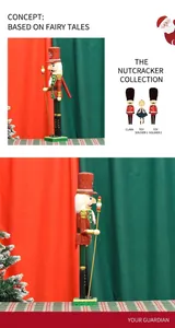 Macro detail of king nutcracker in pink glitter uniform with golden scepter and red hat