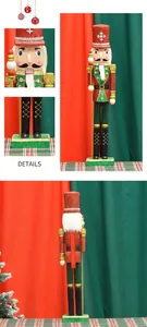 Detail shots of a 55cm pink king nutcracker with glitter finish and golden staff