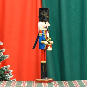 55cm Nutcracker soldier wooden ornament with glitter blue uniform and red drum