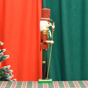 Traditional 55cm sparkling pink and red King Nutcracker solid wood Christmas ornament