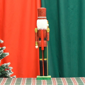 Back view of 55cm pink king nutcracker wooden ornament with glitter and red lever