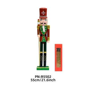 55cm Nutcracker King statue in red and green with glitter finish and gift box