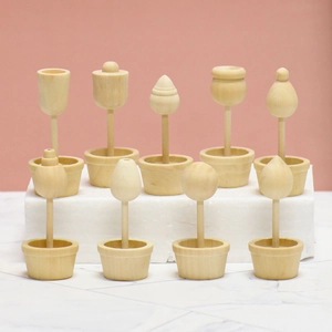 Set da 10 pezzi di miniature in legno naturale non verniciato per fai-da-te e decorazioni