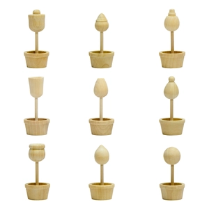 Set di 9 decorazioni in legno naturale a forma di funghi e alberi per fai-da-te