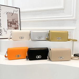 Chic women's crossbody flap bags in multiple glossy colors with silver ring buckle