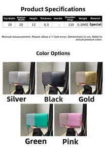 Size chart and color options for the minimalist crossbody bag including dimensions