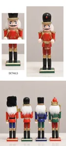 Detail of 18cm wooden nutcracker soldiers featuring hand-painted glitter and drumming pose