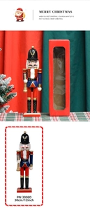 Casse-noisette classique de 30 cm en bois avec trompette dorée et boîte cadeau