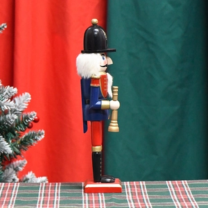 Casse-noisette en bois de 30 cm en uniforme rouge et bleu pour décoration de Noël
