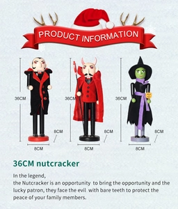 Three 36cm Halloween nutcracker figures featuring vampire, demon and witch designs