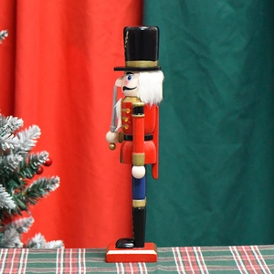 30cm classic wooden nutcracker soldier doll on red stand for Christmas home decor