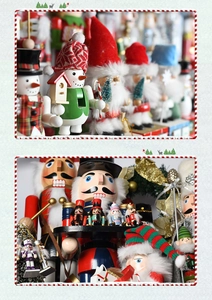 Detailed close-up of 36cm wooden nutcracker puppet with red knitting hat and painted details