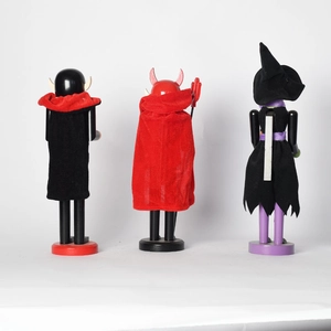 Rear view of 36cm Halloween nutcracker set featuring vampire, devil, and witch figures