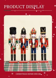 Set of four 30cm festive wooden nutcracker soldiers including drummer and king variants