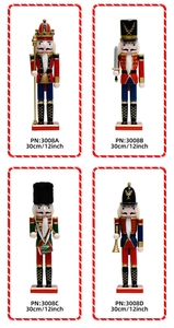 Set of four 30cm classic hand-painted wooden nutcracker soldiers in various styles