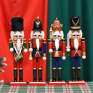 30cm Traditional Wooden Nutcracker Soldier Puppet Tabletop Ornament Christmas Decor King Drummer Trumpeter Sword Soldier