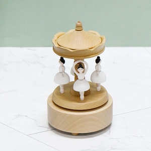 European Wooden Ballet Dancer Rotating Music Box Mechanical Clockwork Beech Wood Music Box For Girls Kids Birthday Gift Home Decor