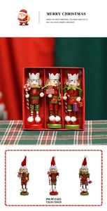 Detailed view of three 13cm wooden nutcracker soldiers for Christmas tree decoration