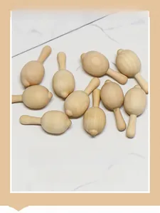 Group of 11 unfinished wooden spinning tops for kids DIY painting and creative crafts