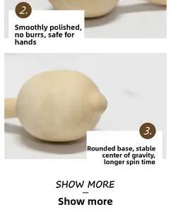 Detailed macro view of smooth polished wooden spinning top with a stable rounded base