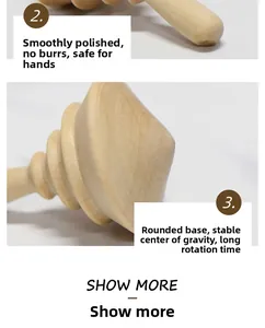 Close-up of a smooth wooden spinning top showing polished texture and rounded bottom