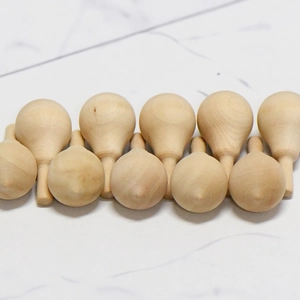 Set of 10 smooth natural wood mushroom pegs for DIY crafts and furniture decoration