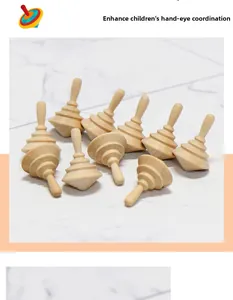 Unfinished wooden spinning tops for DIY painting and hand-eye coordination training