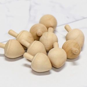 DIY Trottola a Ghianda in Legno di Schima Naturale Non Finito Artigianato in Legno Non Verniciato Per Bambini Pittura Giochi Educativi