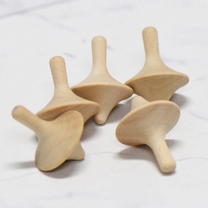 Lot de 5 toupies en bois naturel non fini pour activités créatives et peinture DIY