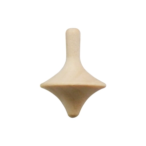 Toupie artisanale en bois brut avec une texture de grain de bois naturel et une finition lisse