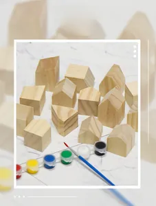 DIY wooden house kit with 6-color paint set and brush for kids creative painting