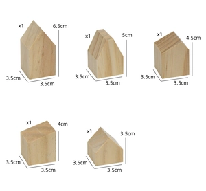 5-piece set of wooden DIY house blocks with natural grain and various heights