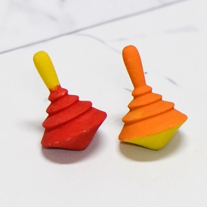 Set of two colorful plunger shaped erasers in red and orange for creative desk decor