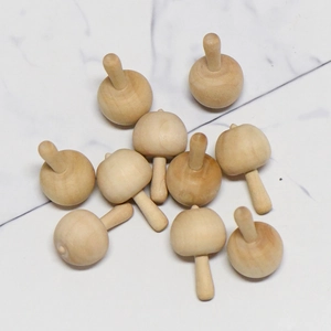 Wooden Unfinished Spinning Top Toy Mushroom Shape Lotus Wood Blank For DIY Painting Educational Finger Game Kids Natural