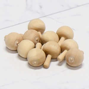 DIY unfinished mini wooden mushrooms for painting and creative home crafts for kids