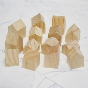 Creative DIY Unpainted Natural Wood House Blocks For Kids Painting Minimalist Geometric Wooden Desktop Ornaments For Home Decor Gift