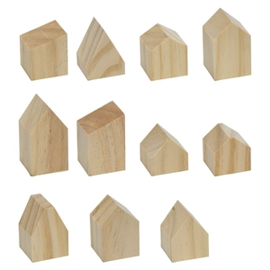 11-piece set of unfinished miniature wooden house models for DIY crafts and painting