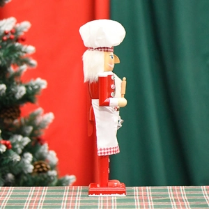 38cm wooden chef nutcracker figurine with rolling pin for Christmas home decor