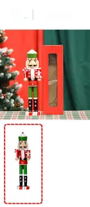 Detailed 38cm wooden nutcracker with gingerbread theme and festive gift box packaging