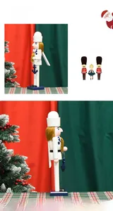Detail of wooden sailor nutcracker ornament with nautical anchor and holiday theme