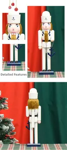 Detailed close-up of sailor nutcracker wood carving with anchor accessory and navy hat
