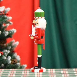 38cm wooden gingerbread nutcracker soldier ornament with cupcake hat and white candle