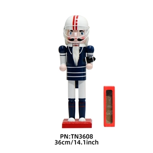 Casse-noisette en bois de 36cm figurine joueur de football américain déco avec socle rouge
