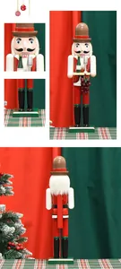 Detailed views of a winemaker nutcracker with a wine tray on a festive backdrop