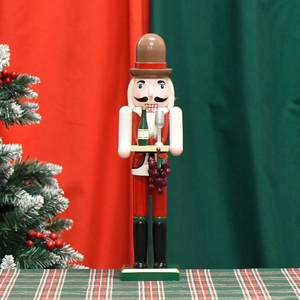 Nutcracker Soldier Wooden Winemaker Server Figurine With Tray Grapes Bottle European Style Tabletop Desktop Holiday Decor