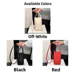Detailvergleich der Mini-Beuteltaschen mit Litschi-Muster in Cremeweiß, Schwarz und Rot