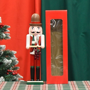 38cm wooden winemaker nutcracker figurine with wine bottle accessory and gift box packaging
