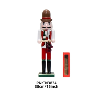 38cm wooden winemaker nutcracker soldier with tray and accessories in red gift box
